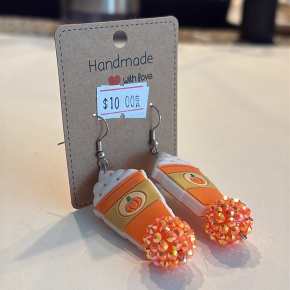 Handmade Pumpkin Spice Latte Earrings - Picture 6 of 14